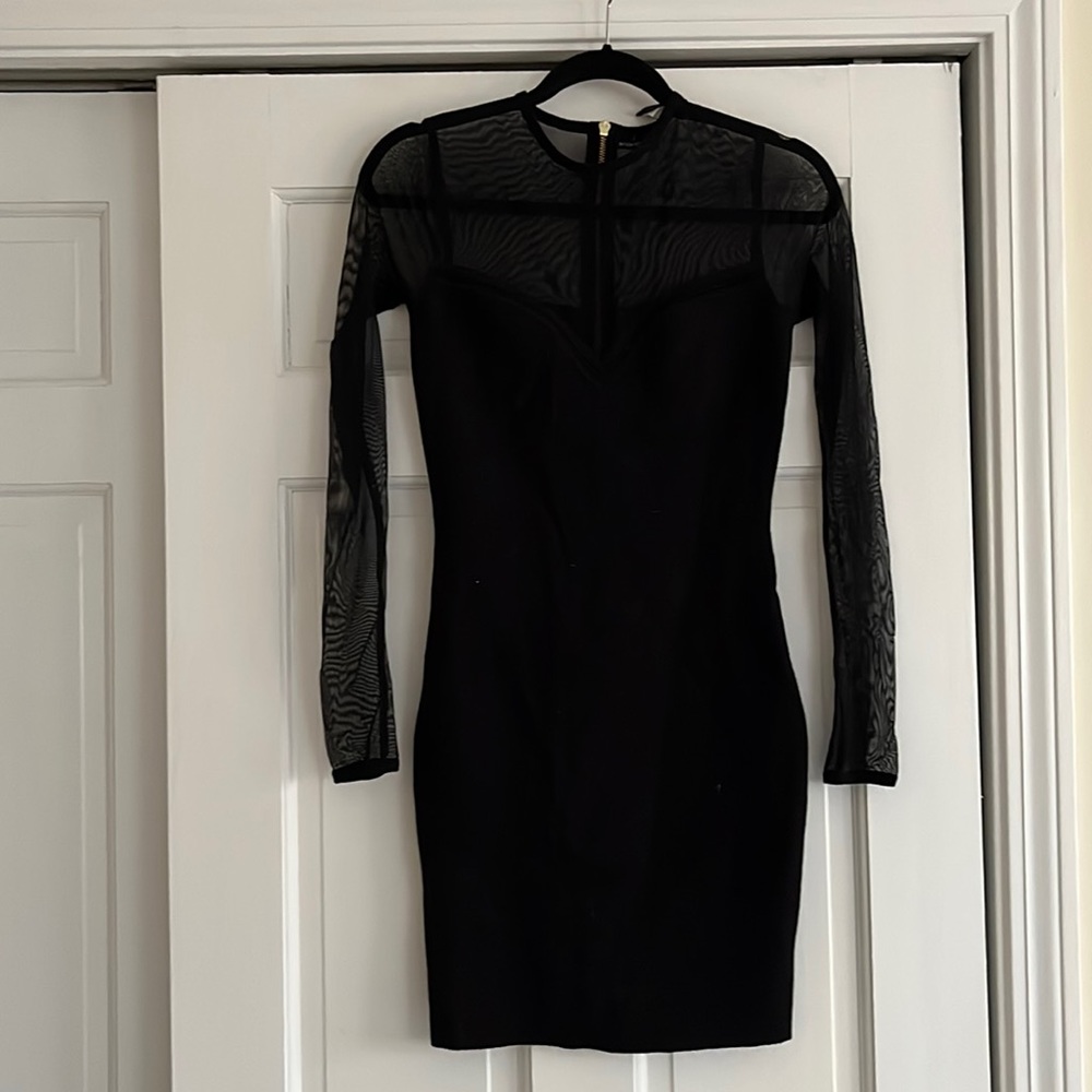 Black wool and mesh dress